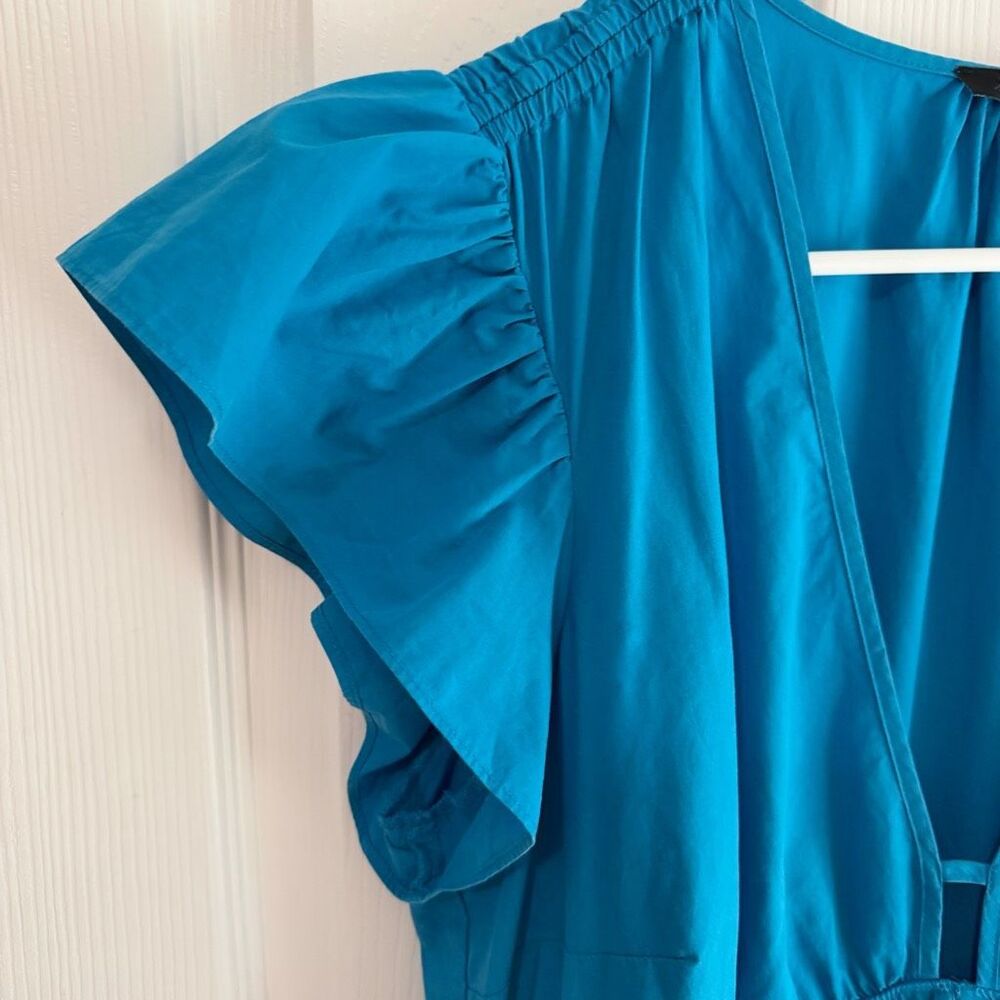 RAILS Tina Blue Midi Dress Size Medium Flutter Sleeve Ruffle Hem Blue Cotton - Picture 7 of 13